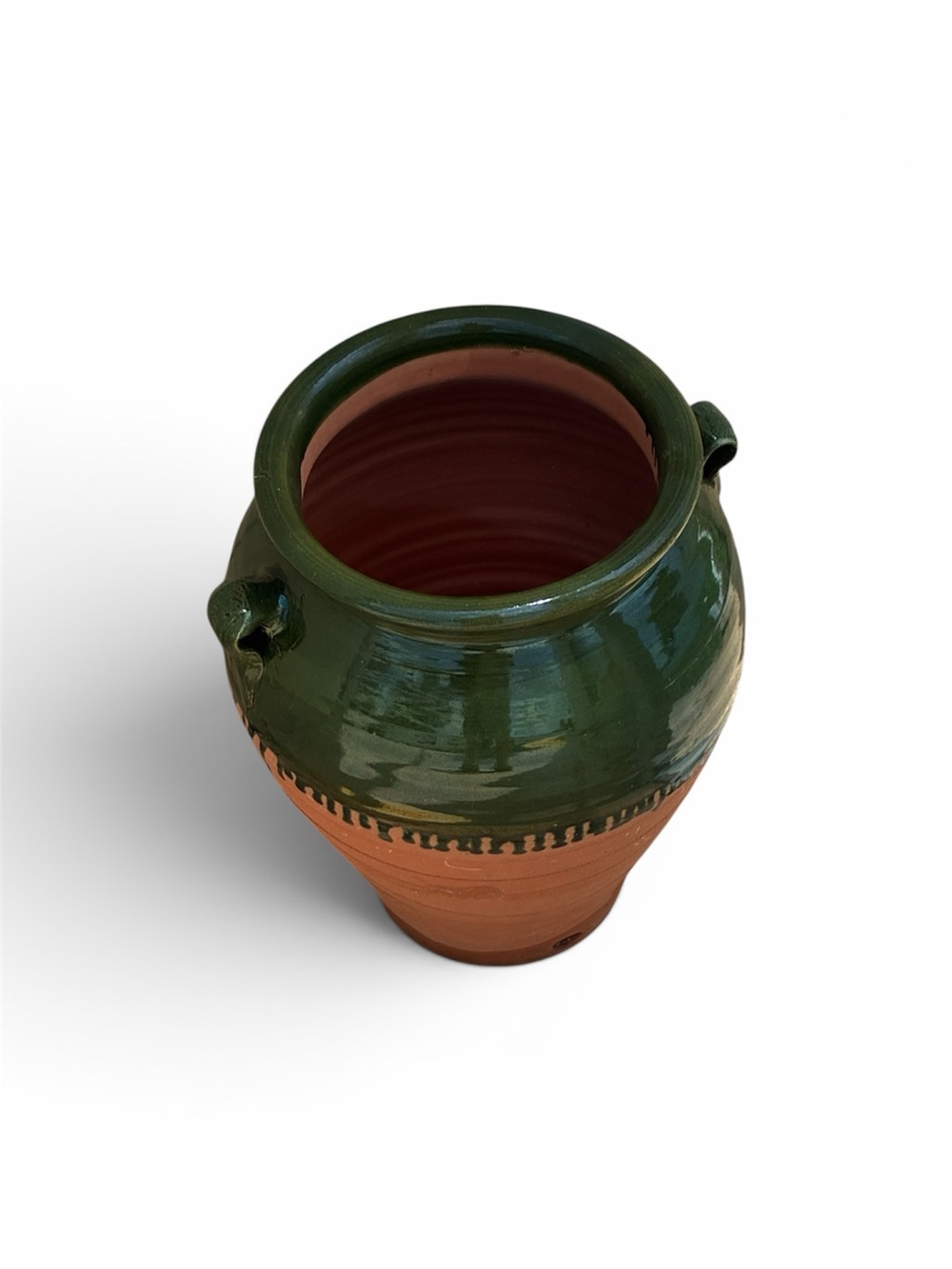 Handcrafted Green and Terracotta Ceramic Vase - Home Art